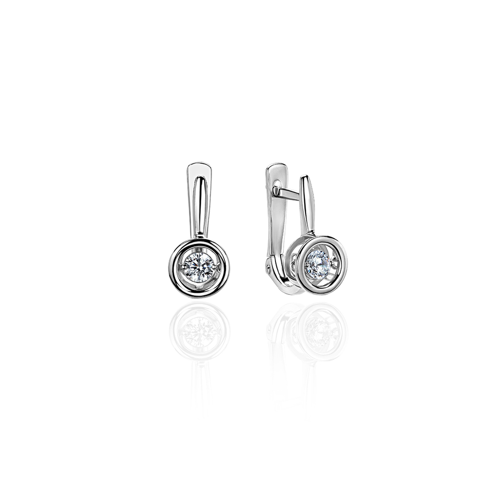 Серьги с фианитом из белого золота 585 пробы JA-S-1С127960