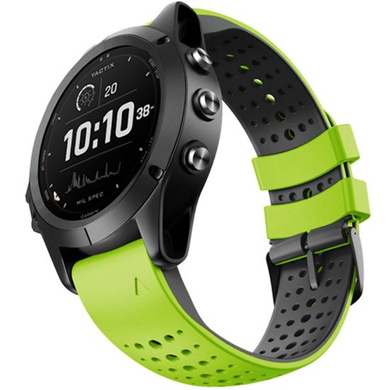 Ремешок дышащий Athlet 22 мм. для Garmin Fenix 7/6/5, EPIX 2, MARQ, Forerunner 935 / 945 / 955 / 965, instinct, instinct 2 двухцветный силиконовый быстросъемный