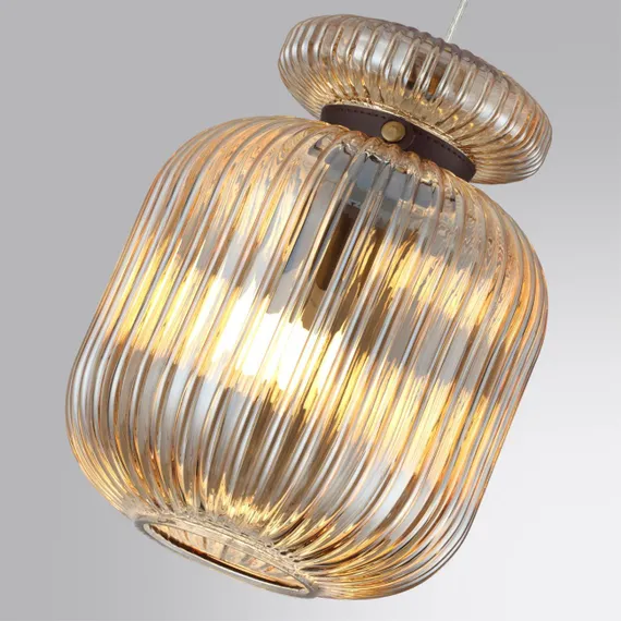 5042/1A PENDANT ODL24 445 античн.бронза/янтарный/металл/стекло/эко.кожа Подвес E27 1*60W JUGI