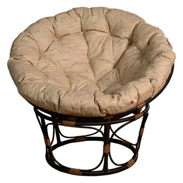Кресло из искусственного ротанга Papasan Коричневый, подушка Бежевая