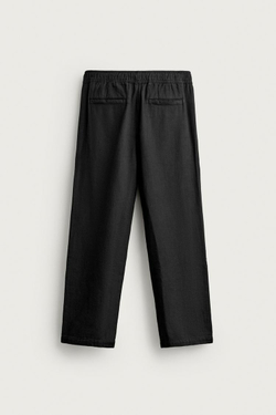 ZARA БРЮКИ СВОБОДНОГО КРОЯ С ФАКТУРОЙ, ЧЕРНЫЙ