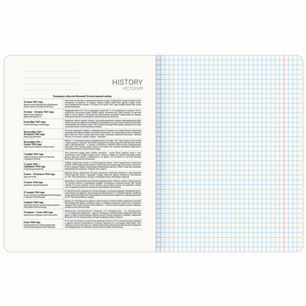 Тетрадь предметная VINTAGE 48 л., SoftTouch, ИСТОРИЯ, клетка, подсказ, BRAUBERG, 405155