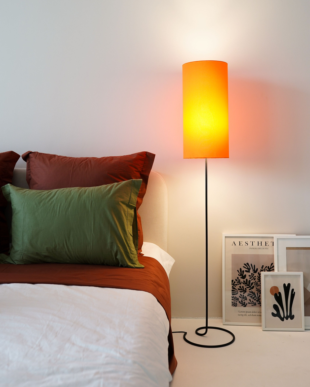 Абажур для торшера напольного, для светильника, плафон цилиндр Оранжевый Е27