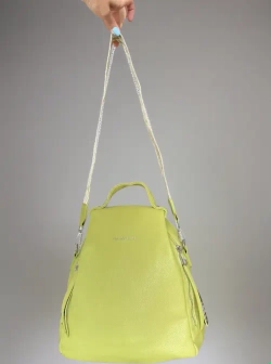 Рюкзак-сумка женская из экокожи жёлтая QOZA