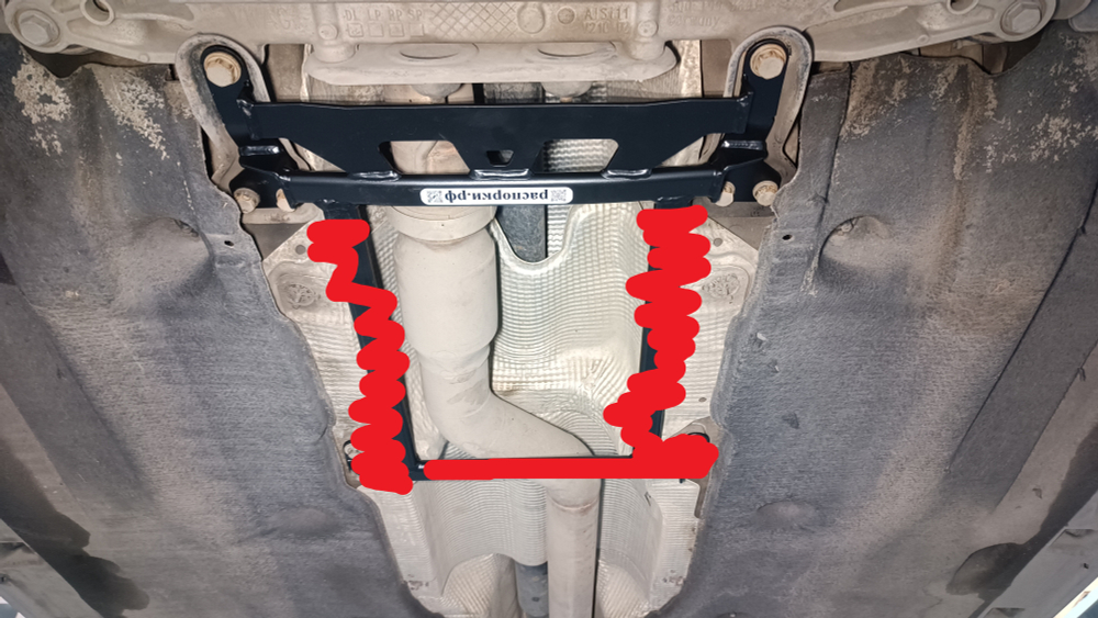 Распорка передняя нижняя 2-х точечная Volkswagen Passat B8 и Skoda Superb 3 III (ПОД ЗАКАЗ)