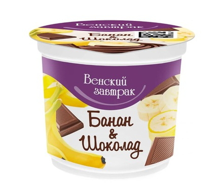 Десерт творожный "Венский завтрак" 4% 150г. Банан и шоколад Минск