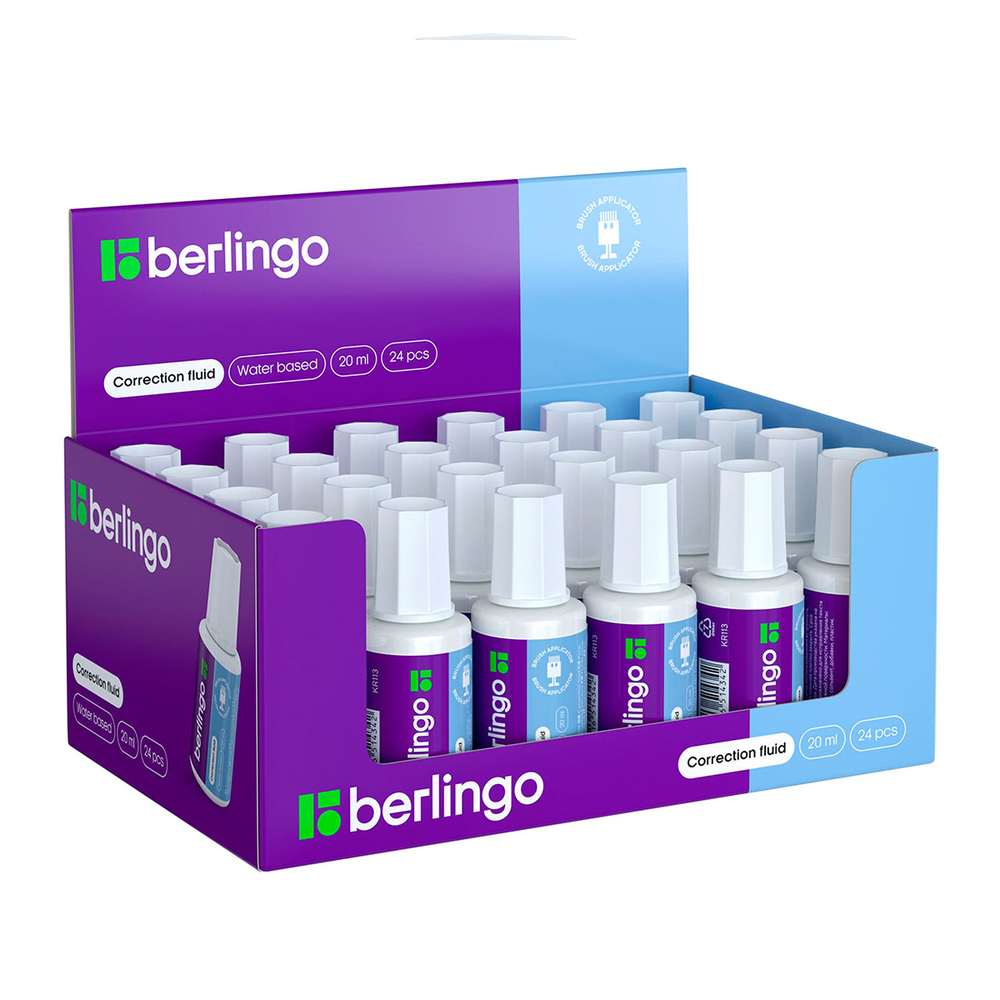 Корректирующая жидкость Berlingo на водной основе, 20мл.