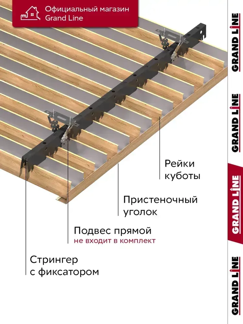 Комплект кубообразного потолка Grand Line Ш30/В30 1,7х1,7м Honey Wood