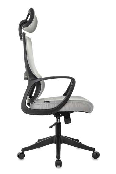 Кресло руководителя Бюрократ Wise серый сетка/ткань с подголов. крестов. пластик