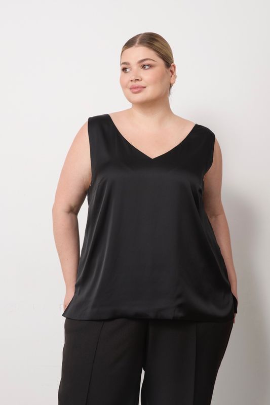Топ двухслойный на широких бретелях, черный