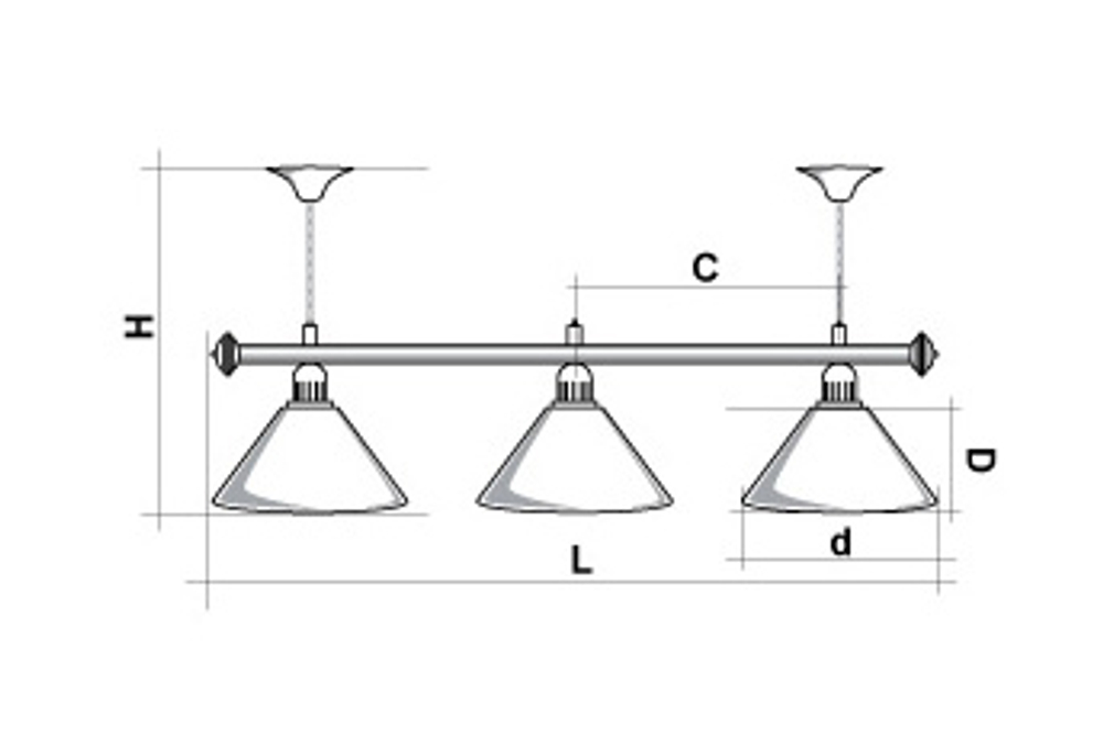 Лампа STARTBILLIARDS 3 пл. (плафоны зеленые,штанга золотая,фурнитура золото)