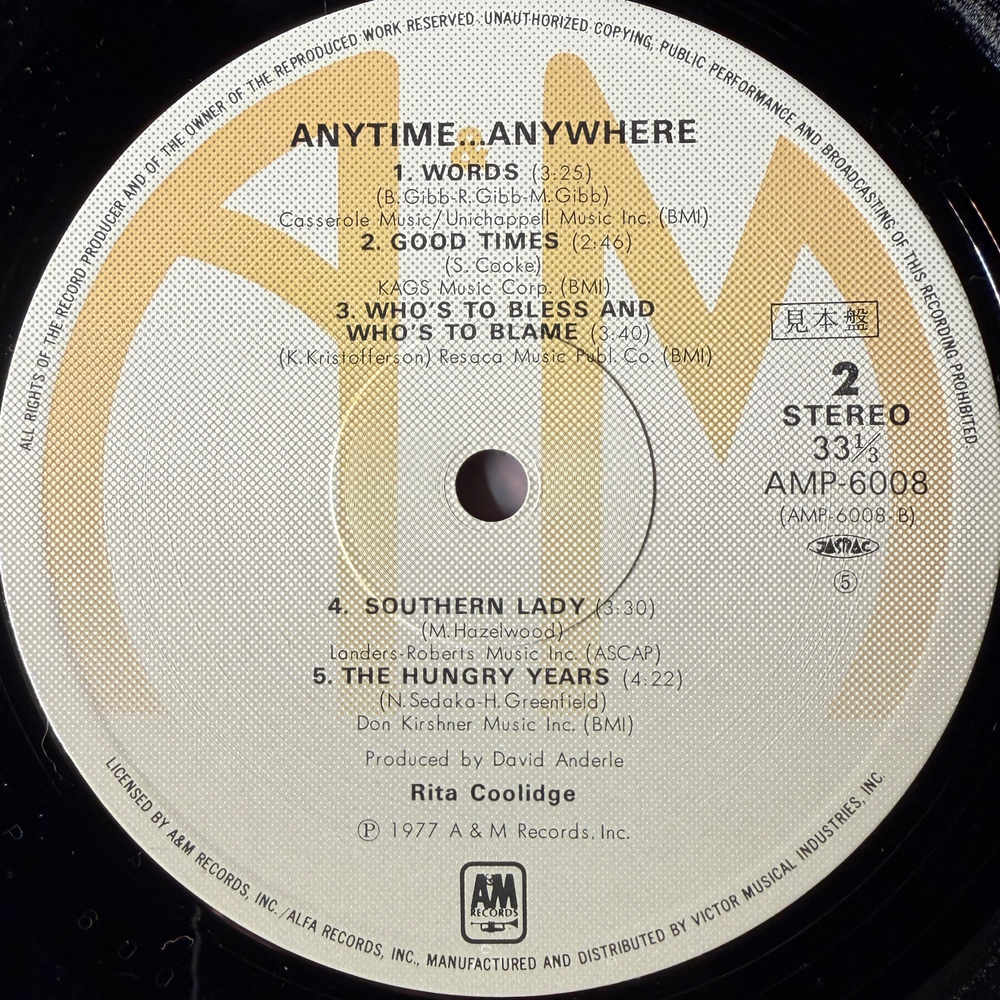 Rita Coolidge ‎– Anytime... Anywhere (Япония 1979г.)Т