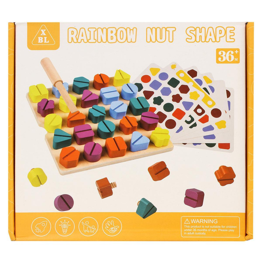 Конструктор деревянный с болтами 27 дет + карточки, коробка C-41951