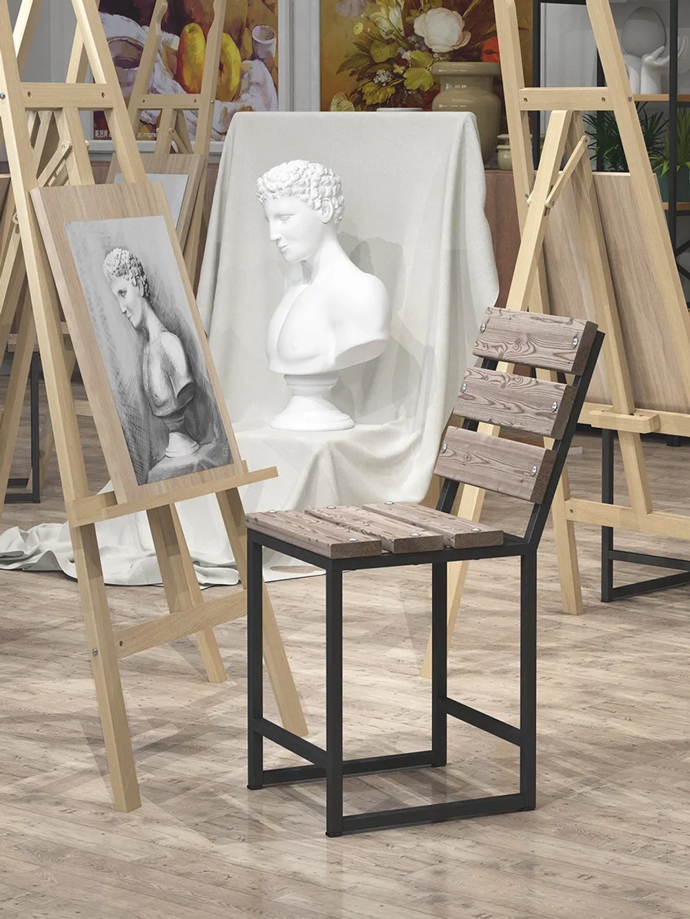 Стул садовый окрашенный со спинкой лофт Enkel