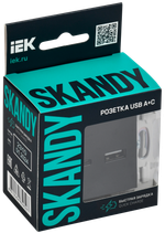 SKANDY Розетка USB A+C 18Вт SK-R13Bl черный IEK