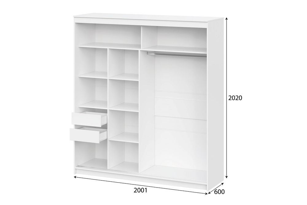 Шкаф-купе "ШКП 3" (2,0) Белый текстурный