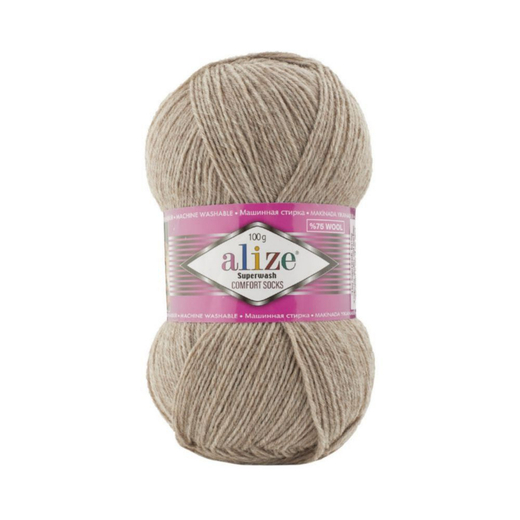 ALIZE "SUPERWASH COMFORT", 75% шерсть, 25% п/а, 100 гр, 420 м, Бежевый меланж