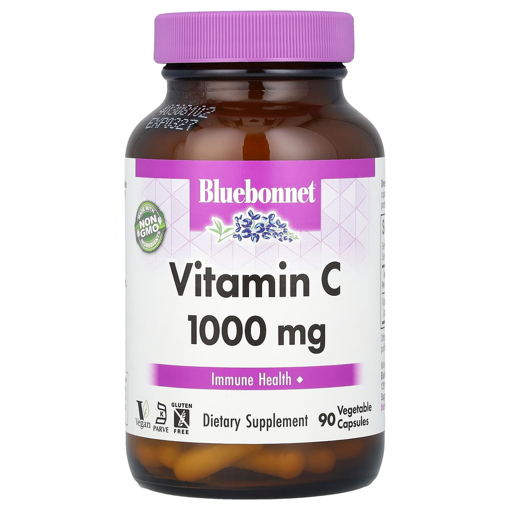 Bluebonnet Nutrition, Витамин C, 1000 мг, 90 растительных капсул