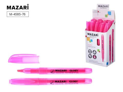 Текстовыделитель 1мм.-4мм. "Glory" розовый, скошенный наконечник, устойч.к высых.на водн.осн.Mazari