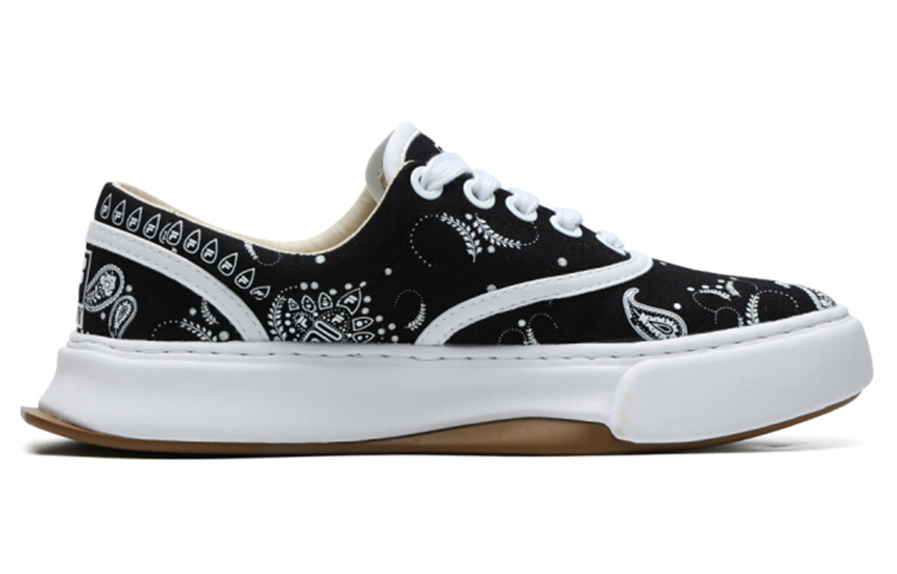 MIHARA YASUHIRO/MIHARA Yasuhiro x FILA FUSION FILA TIDE brand fabric cashew flower non-slip shock absorption wear-resistant lightweight low-top sneakers men's black and white