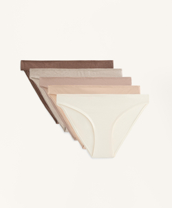 OYSHO Набор из пяти классических трусиков из смесовой хлопковой ткани, бежево-розовый