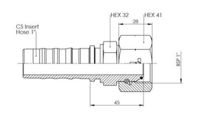 Фитинг DN 25 BSP (Г) 1 CS (двойной шестигранник)