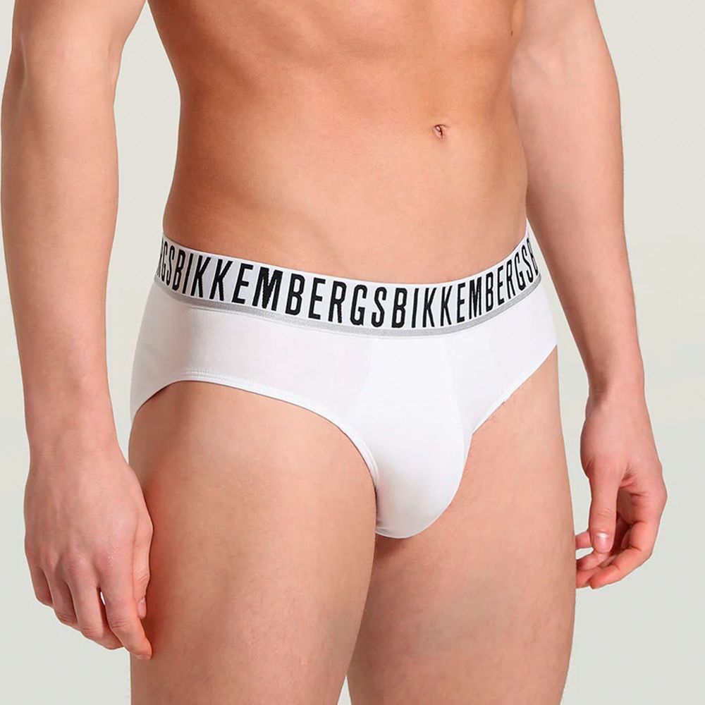 Мужские трусы брифы белые набор 2в1 Bikkembergs ESSENTIAL BKK1USP01BI