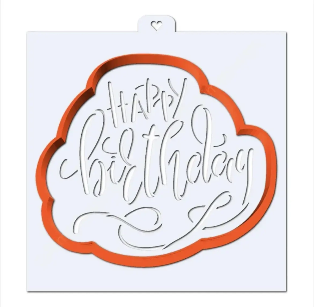 Трафарет+форма "Happy birthday" Трафарет+форма