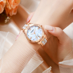 STARKING Quartz Movement Ceramic Strap Watch Women"s Watch White Dial