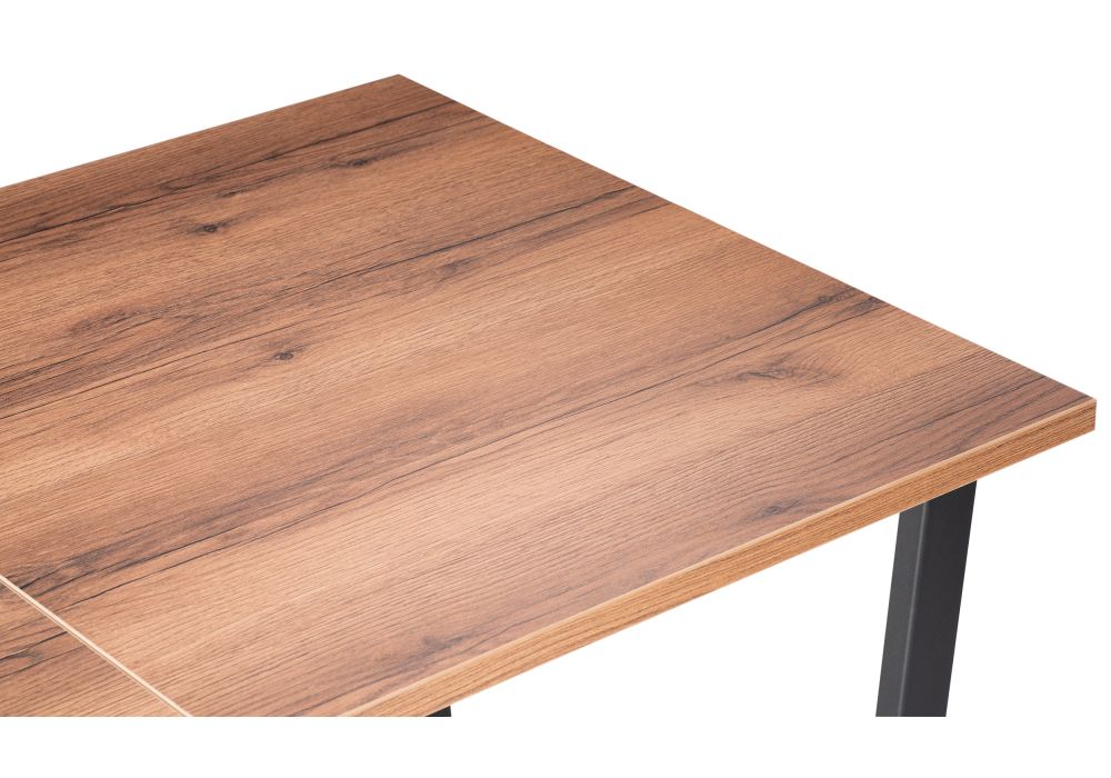 Стол раскладной Лота Лофт 140(180)х80х74 25 мм дуб делано темный / матовый черный