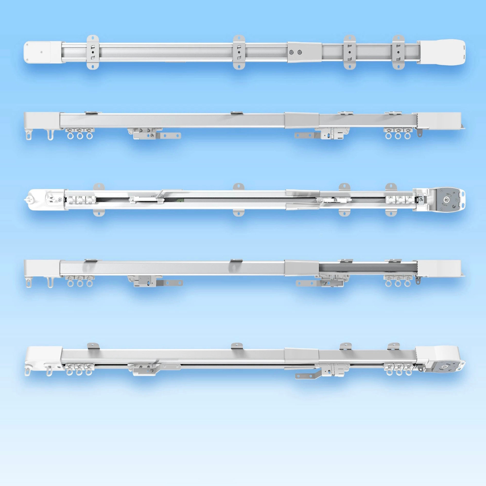 Электрический карниз для штор с регулировкой длины, алюминиевый, потолочный, с пультом