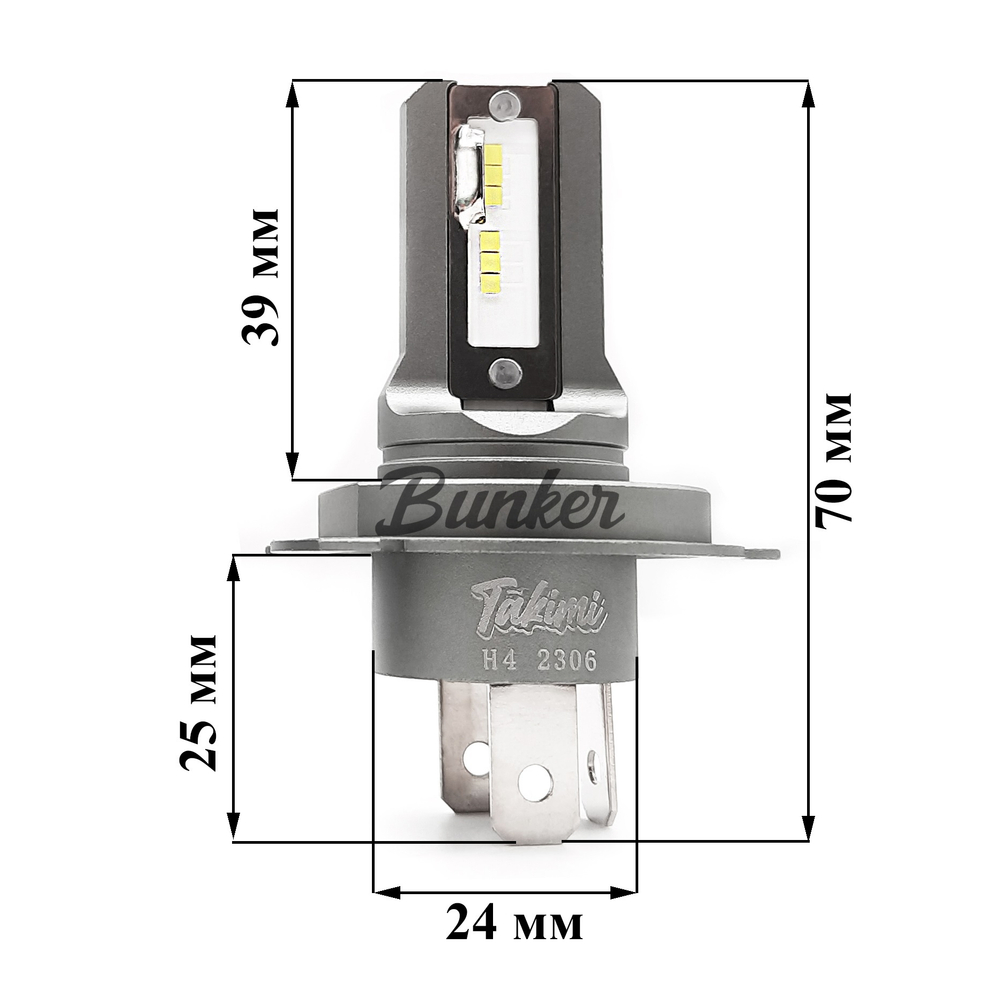 Светодиодные автомобильные LED лампы TaKiMi Comfy H4 6000K 12V