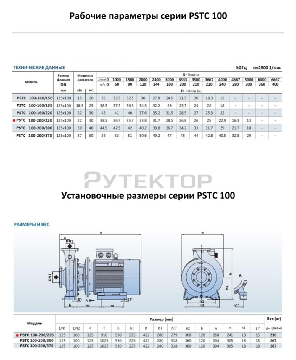 Консольно-моноблочный фланцевый насос PURITY PSTC 100-200-220 (N)