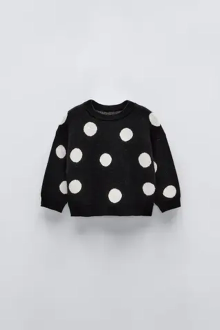 ZARA СВИТЕР В ГОРОШЕК, ЧЕРНЫЙ