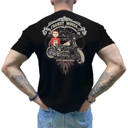 Футболка Franky Mouse Live nonsense (череп в шлеме с крыльями большой) (S / черный)