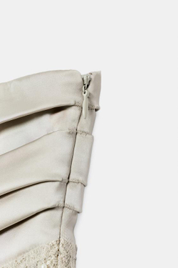 ZARA ПЛАТЬЕ БЕЗ БРЕТЕЛЕК С БУСИНАМИ, СВЕТЛО-ЗЕЛЕНЫЙ