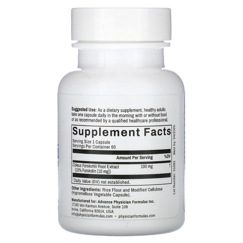 Advance Physician Formulas, экстракт мяты тропической (Coleus forskohlii), 100 мг, 60 вегетарианских капсул