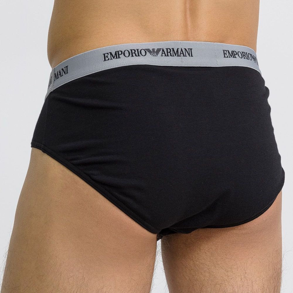 Мужские трусы брифы набор из 2 штук (черный, серый) Emporio Armani 111321_CC717 03320