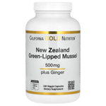 California Gold Nutrition, новозеландские зелёные мидии с экстрактом имбиря, 500 мг, 240 растительных капсул