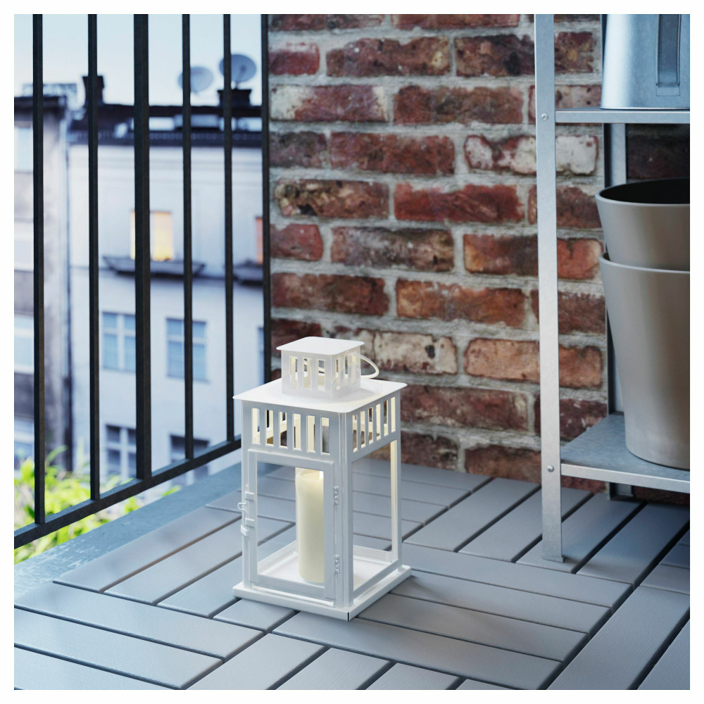 Подсвечник фонарь IKEA BORRBY (БОРБЮ), Белый, Металл, 28 см