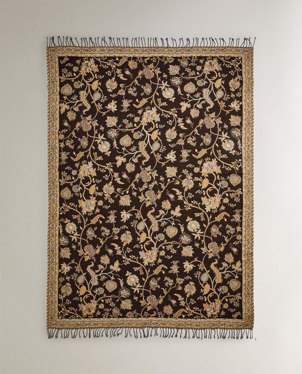 Zara Home - Жаккардовое одеяло с цветочным рисунком, коричневый, 140x190 см