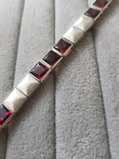Мужской Браслет из Серебра с Гранатами