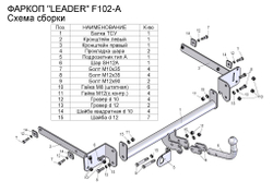 Фаркоп(прицепное) Лидер-Плюс для FORD FOCUS 2,3  (седан) 2004-2011,2010- (паспорт и сертификат в комплекте)(без электрики)F102-A