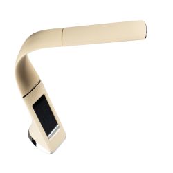 TLD-542 Cream-LED-300Lm-5000K-Dimmer Светильник настольный c часами. календарем. термометром. 5W. Сенсорный выключатель. Кремовый стилизован под кожу. TM Uniel.