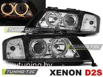 Передние фары angel eyes black xenon для Audi A6 C5