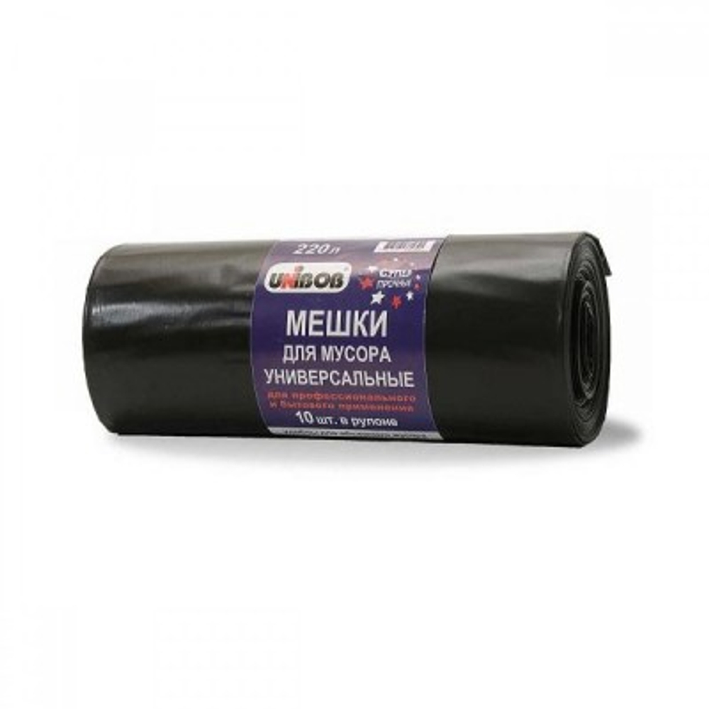 Мешок для мусора 220л unibob 90х130 см 60мкм. черный