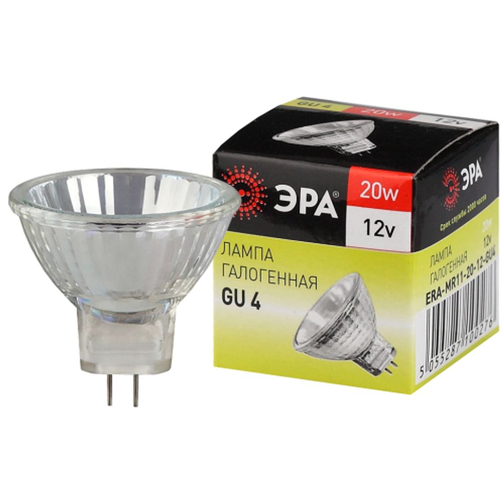Лампа галогенная ЭРА GU4-MR11-20W-12V-30CL GU4 20 Вт софит теплый белый свет | Лампы галогенные Точечные (MR, PAR)