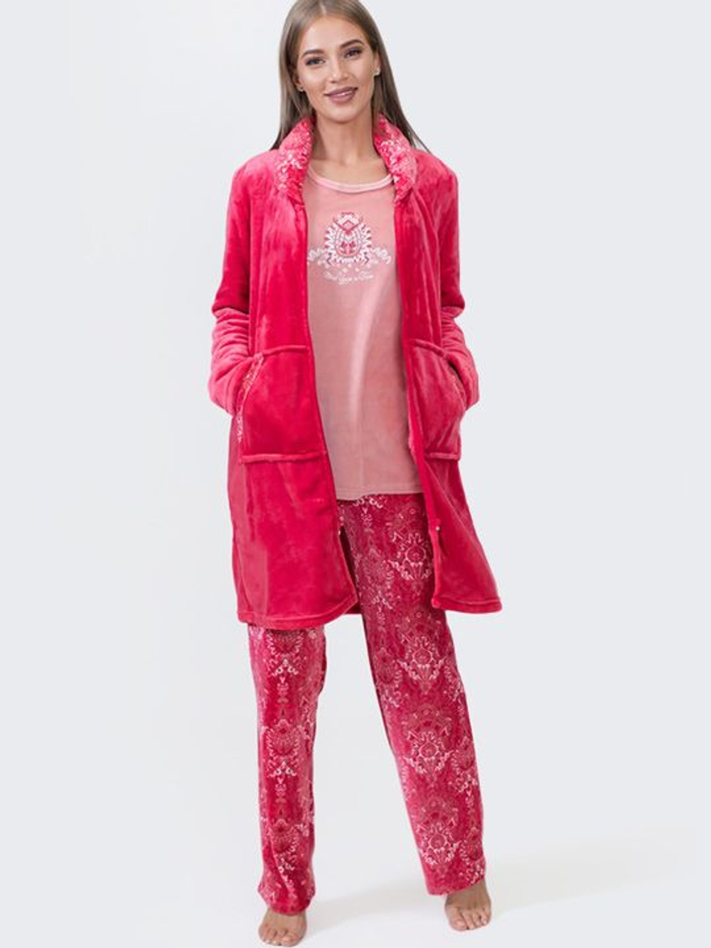 Малиновый домашний комплект из 3 предметов (Размер: L) (Цвет: малиновый)