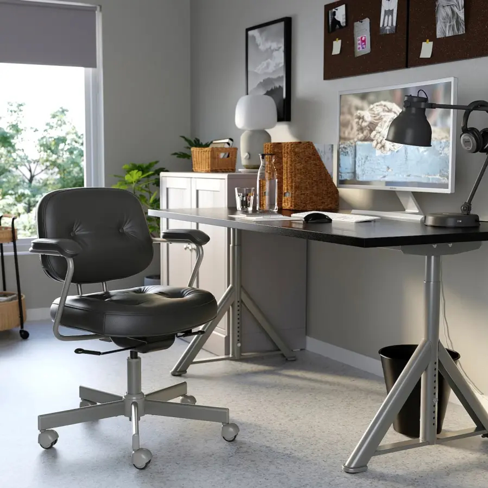 Стул офисный - IKEA ALEFJÄLL/ALEFJALL, 64x64x95см, черный, АЛЕФЬЕЛЛЬ ИКЕА