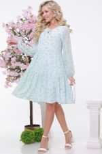 Платье шифоновое в цветочек с пышным рукавом DStrend (Акция)